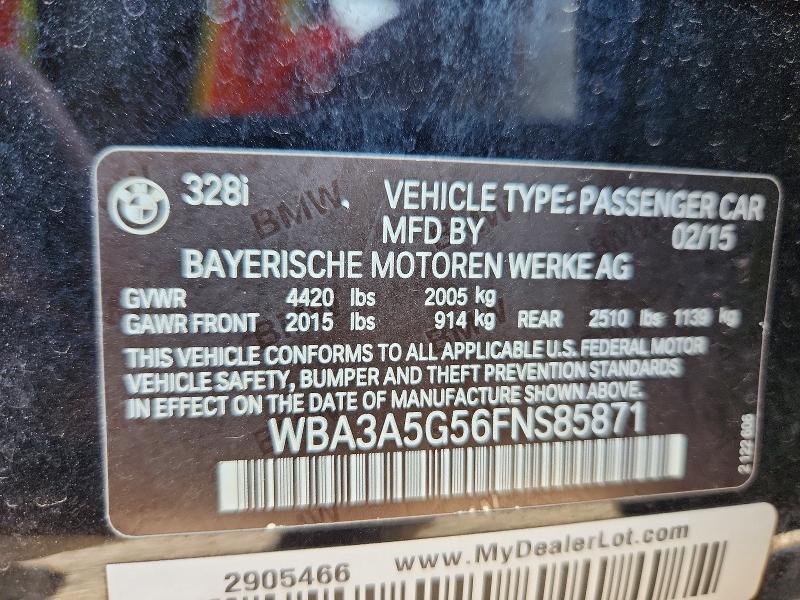 Продажа на аукционе авто 2015 Bmw 328, vin: WBA3A5G56FNS85871, номер лота: 64983226