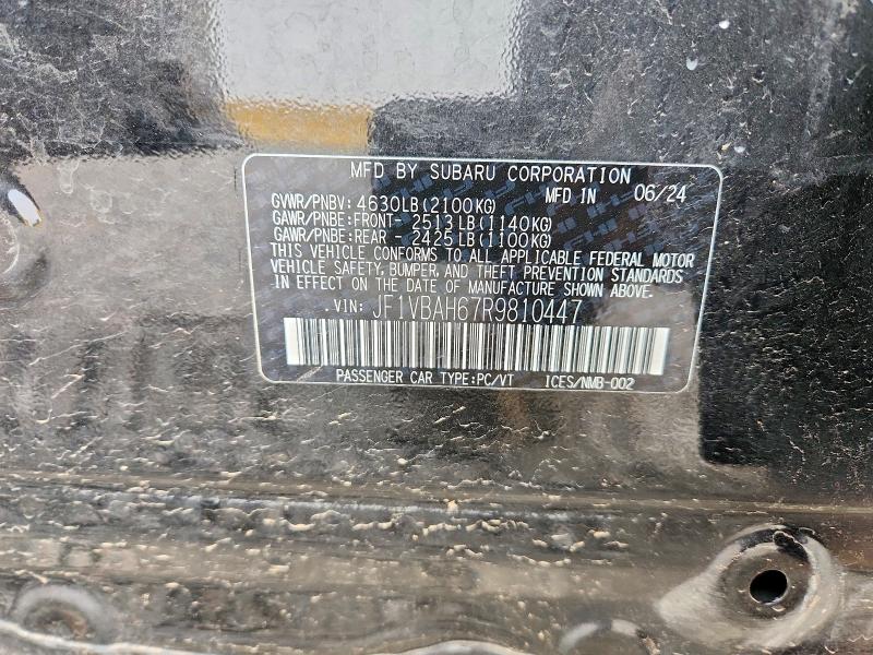 Продаж на аукціоні авто 2024 Subaru Wrx, vin: JF1VBAH67R9810447, номер лоту: 63113436