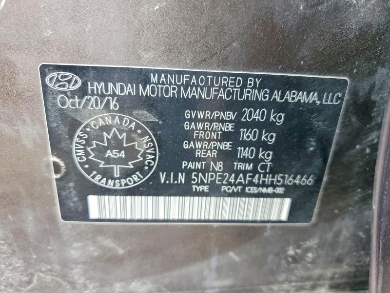 67024916 :رقم المزاد ، 5NPE24AF4HH516466 vin ، 2017 Hyundai Sonata مزاد بيع