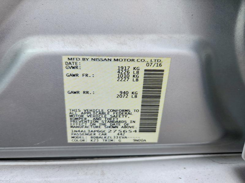 66725096 :رقم المزاد ، 1N4AL3AP6GC275654 vin ، 2016 Nissan Altima مزاد بيع
