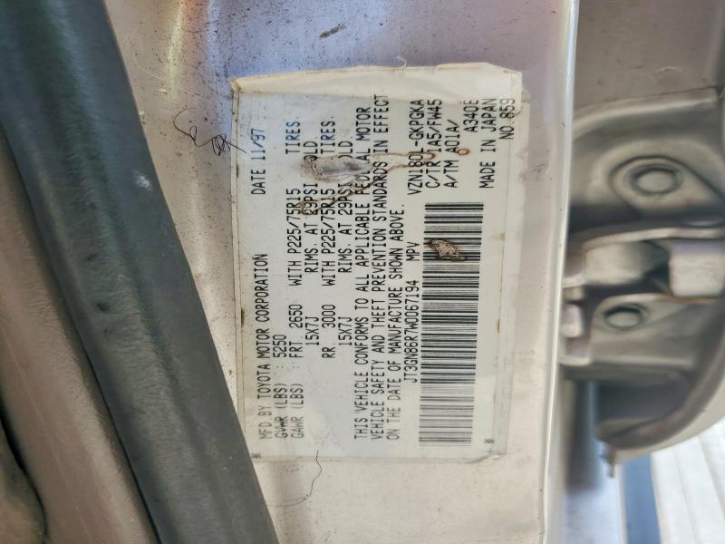 1998 Toyota 4runner მანქანა იყიდება აუქციონზე, vin: JT3GN86R7W0067194, აუქციონის ნომერი: 65157406