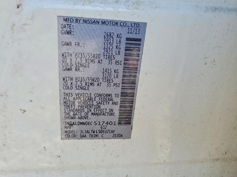 Aukcja sprzedaży 2014 Infiniti Qx60, vin: 5N1AL0MN0EC517401, numer aukcji: 65027636