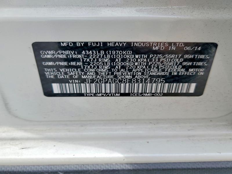 63826606 :رقم المزاد ، JF2GPAGC8E8314795 vin ، 2014 Subaru Xv Crosstrek مزاد بيع
