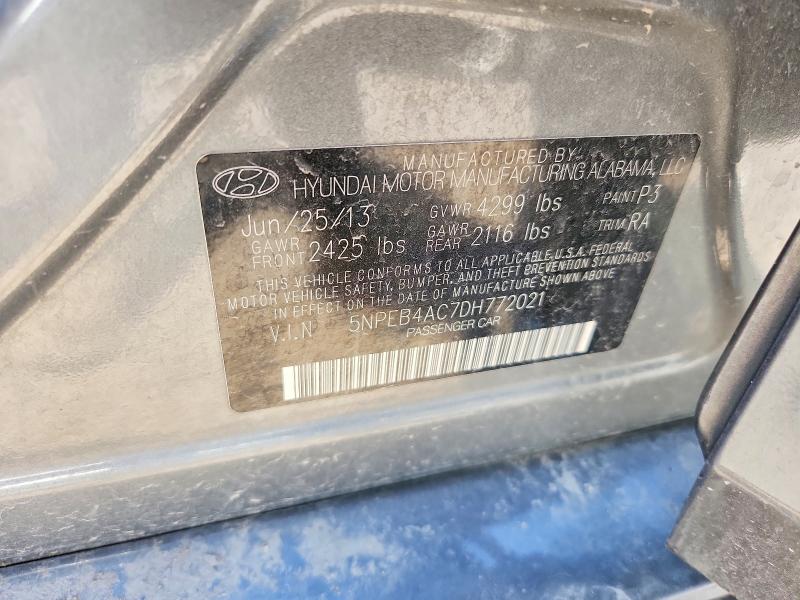 60264616 :رقم المزاد ، 5NPEB4AC7DH772021 vin ، 2013 Hyundai Sonata مزاد بيع