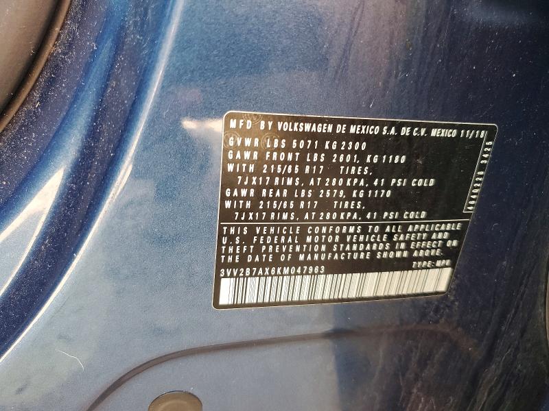 Продаж на аукціоні авто 2019 Volkswagen Tiguan, vin: 3VV2B7AX6KM047963, номер лоту: 65860926