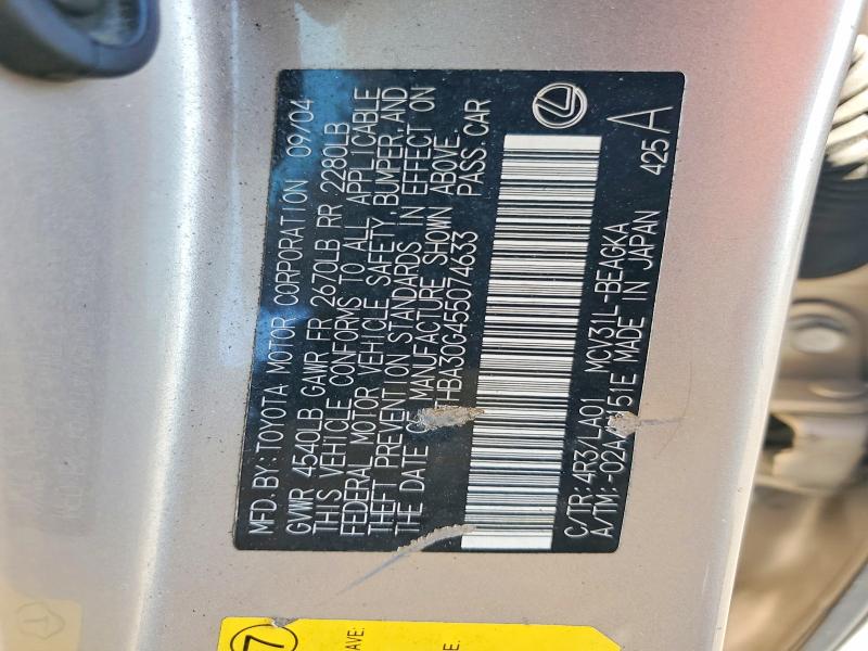 Aukcja sprzedaży 2005 Lexus Es, vin: JTHBA30G455074633, numer aukcji: 65544476