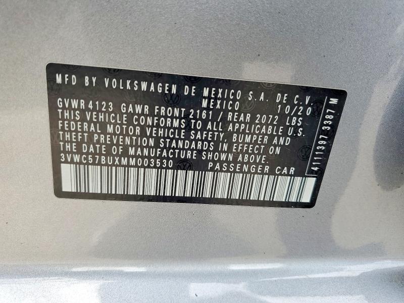 Aukcja sprzedaży 2021 Volkswagen Jetta, vin: 3VWC57BUXMM003530, numer aukcji: 66764366
