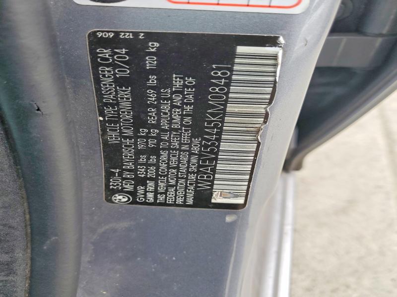 Aukcja sprzedaży 2005 Bmw 330, vin: WBAEV53445KM08481, numer aukcji: 65835896