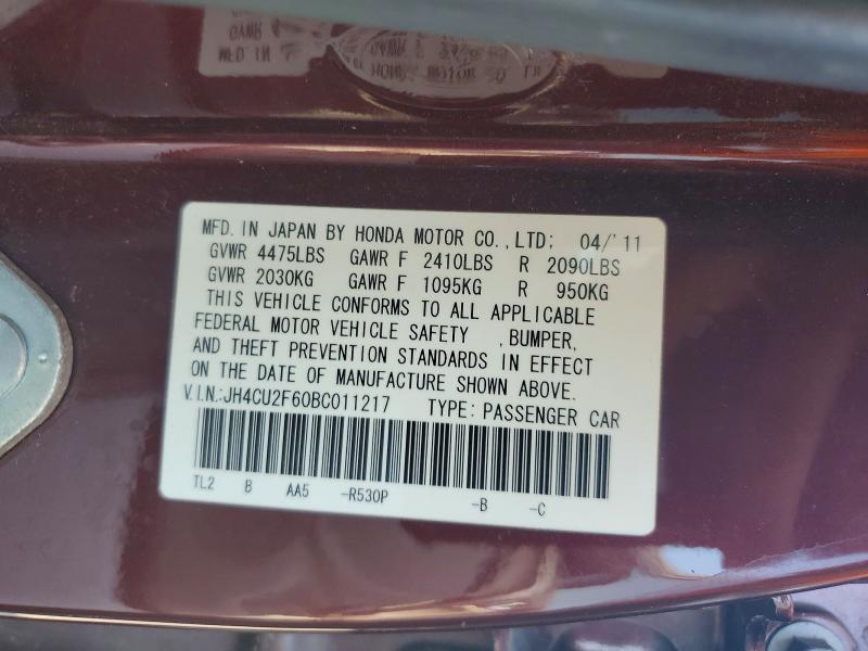 63879736 :رقم المزاد ، JH4CU2F60BC011217 vin ، 2011 Acura Tsx مزاد بيع