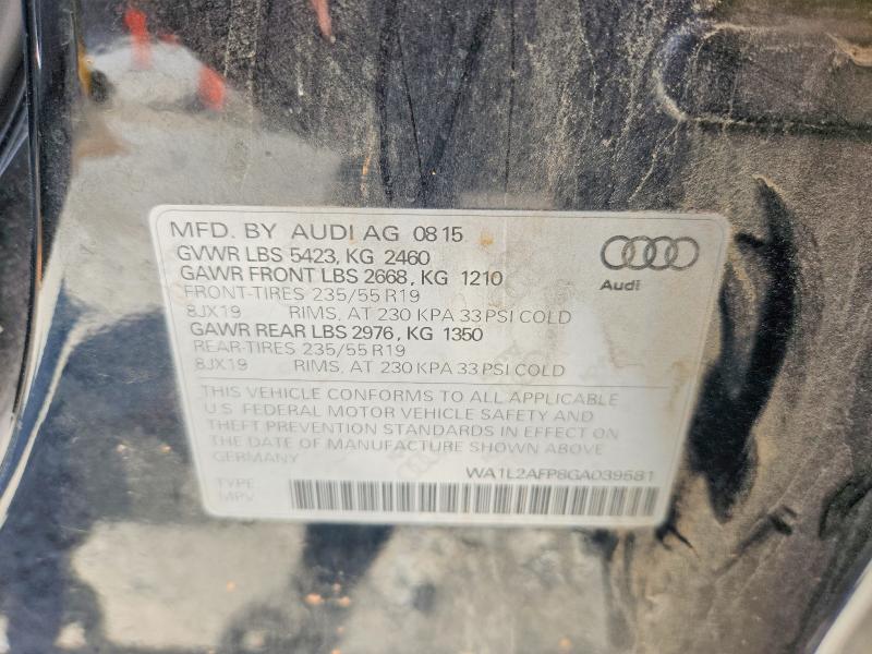 2016 Audi Q5 მანქანა იყიდება აუქციონზე, vin: WA1L2AFP8GA039581, აუქციონის ნომერი: 65893446
