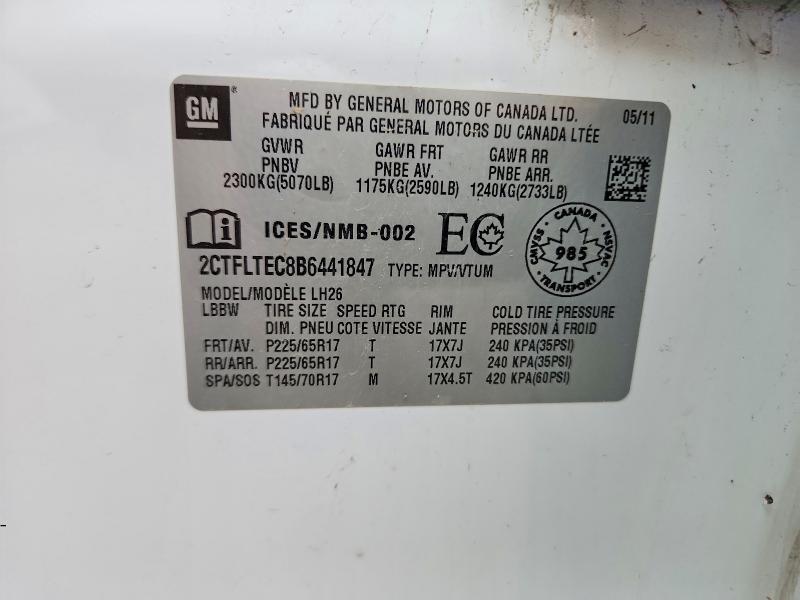 Aukcja sprzedaży 2011 Gmc Terrain, vin: 2CTFLTEC8B6441847, numer aukcji: 63706246