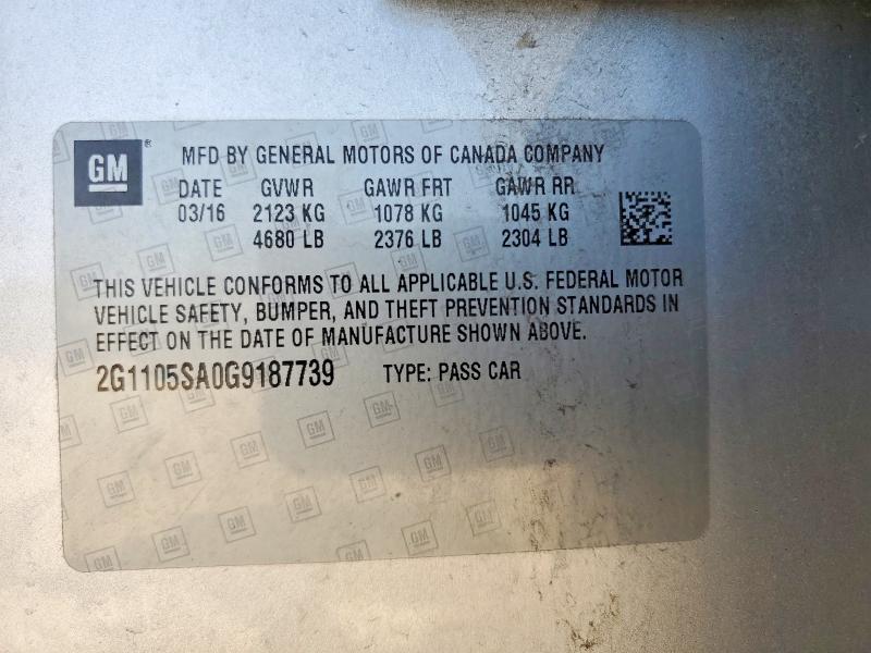 Aukcja sprzedaży 2016 Chevrolet Impala, vin: 2G1105SA0G9187739, numer aukcji: 63665126