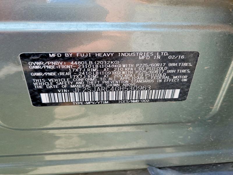 Продаж на аукціоні авто 2016 Subaru Forester, vin: JF2SJARC4GH530963, номер лоту: 63712146