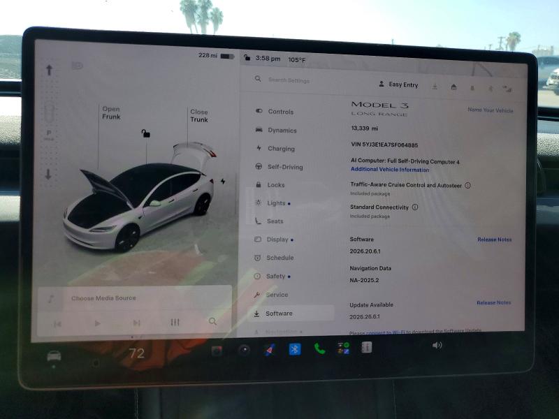 Aukcja sprzedaży 2025 Tesla Model 3, vin: 5YJ3E1EA7SF064885, numer aukcji: 66135316