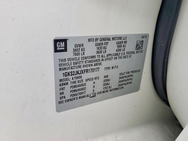 2015 Gmc Yukon Xl მანქანა იყიდება აუქციონზე, vin: 1GKS2JKJXFR170177, აუქციონის ნომერი: 64922336