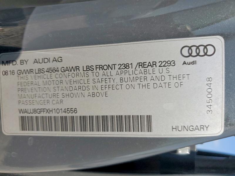 Aukcja sprzedaży 2017 Audi A3, vin: WAUJ8GFFXH1014556, numer aukcji: 66754576