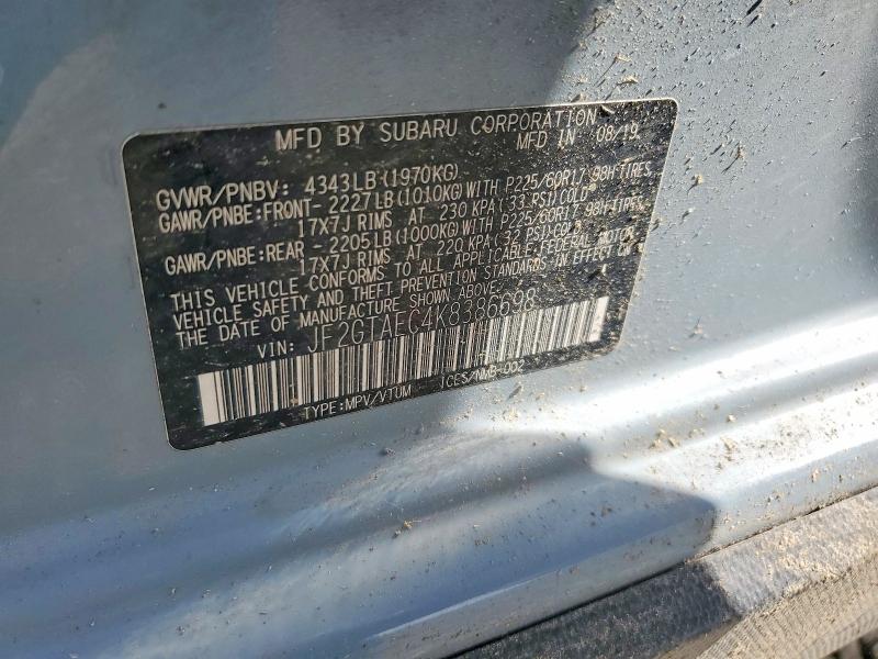 65569926 :رقم المزاد ، JF2GTAEC4K8386698 vin ، 2019 Subaru Crosstrek مزاد بيع