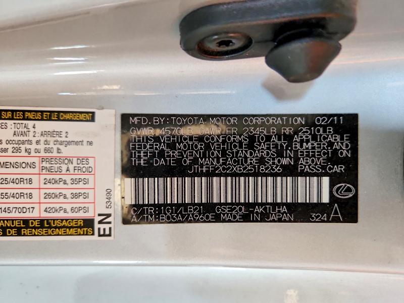 Продажа на аукционе авто 2011 Lexus Is 250c, vin: JTHFF2C2XB2518236, номер лота: 66082856