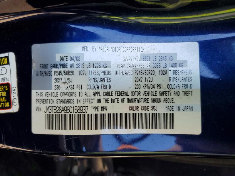 Aukcja sprzedaży 2008 Mazda Cx-9, vin: JM3TB28A980158937, numer aukcji: 65849996