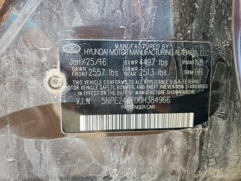 Aukcja sprzedaży 2016 Hyundai Sonata, vin: 5NPE24AF0GH384966, numer aukcji: 65733726