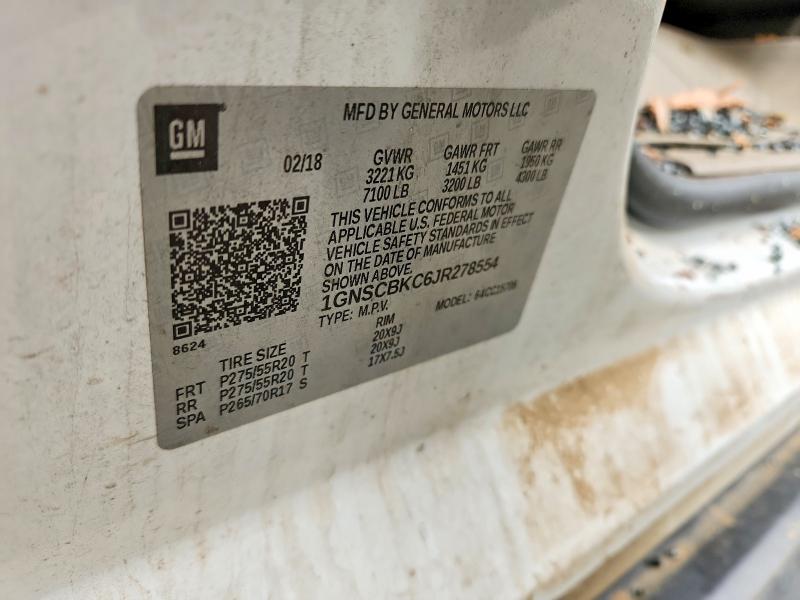 Aukcja sprzedaży 2018 Chevrolet Tahoe, vin: 1GNSCBKC6JR278554, numer aukcji: 66202206