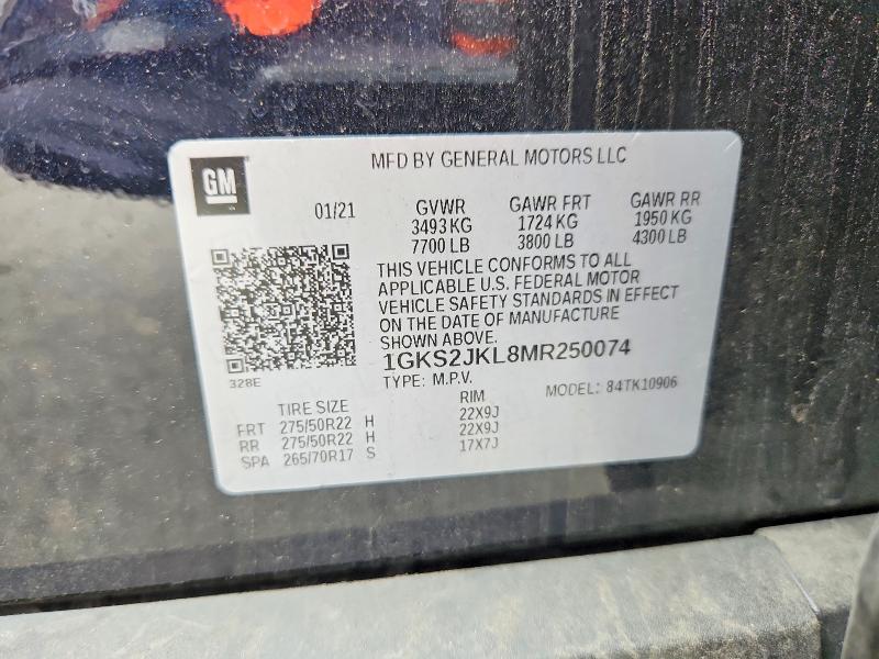 Aukcja sprzedaży 2021 Gmc Yukon Xl, vin: 1GKS2JKL8MR250074, numer aukcji: 63479996