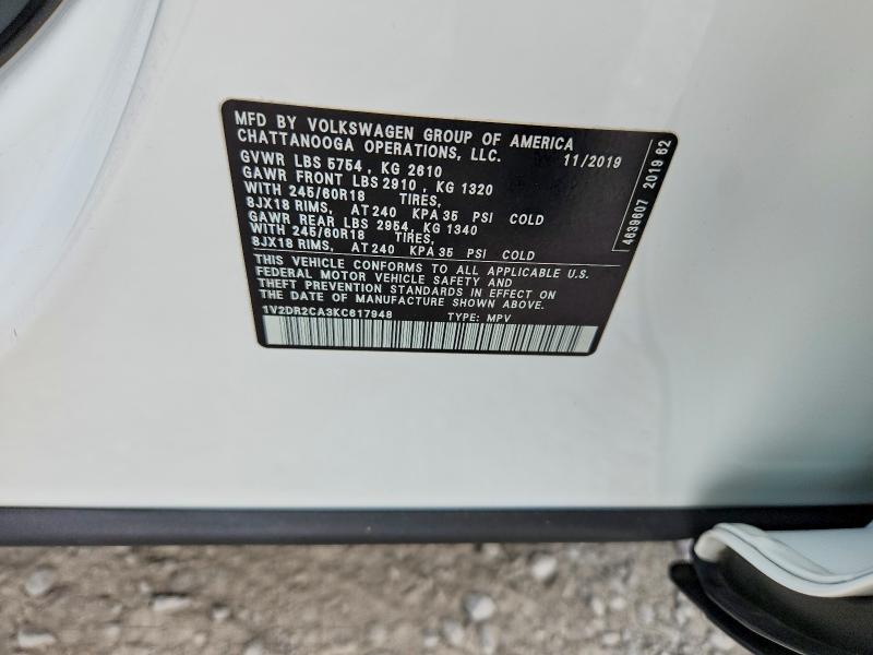 Aukcja sprzedaży 2019 Volkswagen Atlas, vin: 1V2DR2CA3KC617948, numer aukcji: 66386306
