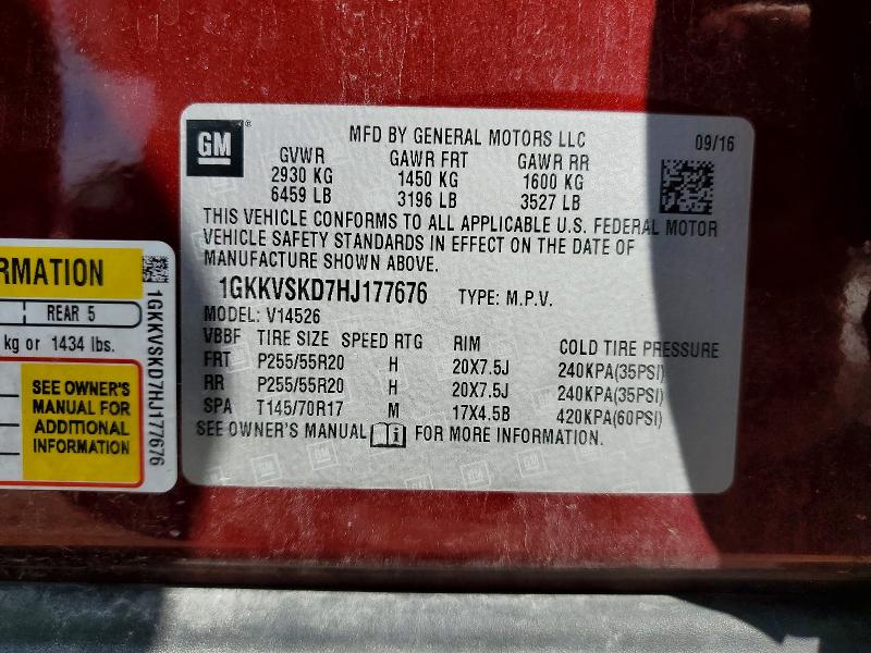 Aukcja sprzedaży 2017 Gmc Acadia Limited, vin: 1GKKVSKD7HJ177676, numer aukcji: 65184816