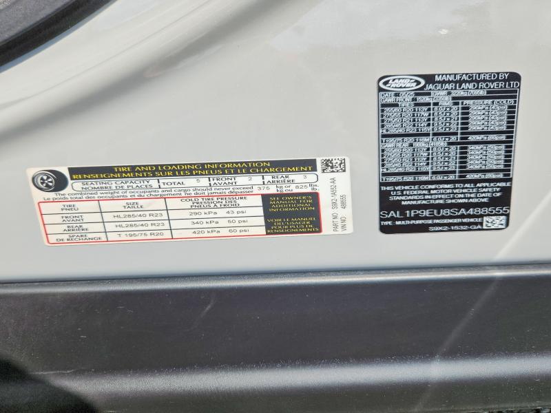 2025 Land Rover Range Rover Sport მანქანა იყიდება აუქციონზე, vin: SAL1P9EU8SA488555, აუქციონის ნომერი: 64710536
