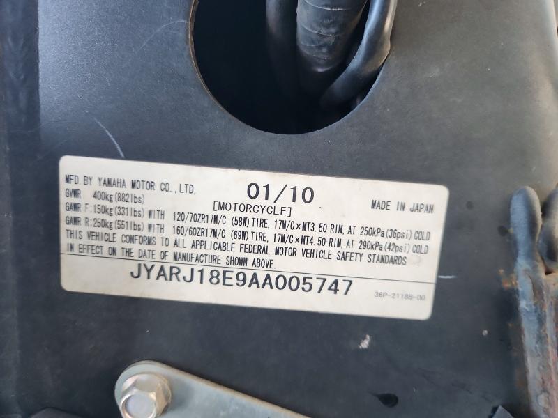 Продаж на аукціоні авто 2010 Yamaha Fz6, vin: JYARJ18E9AA005747, номер лоту: 66199296