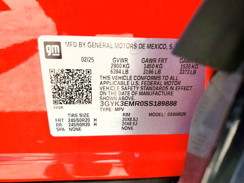 65880536 :رقم المزاد ، 3GYK3EMR0SS189888 vin ، 2025 Cadillac Optiq مزاد بيع