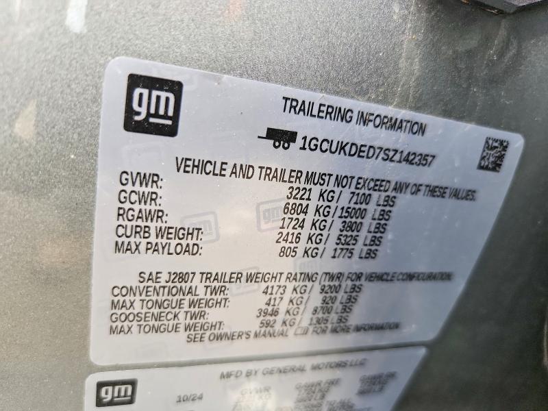 Продаж на аукціоні авто 2025 Chevrolet Silverado, vin: 1GCUKDED7SZ142357, номер лоту: 67137986