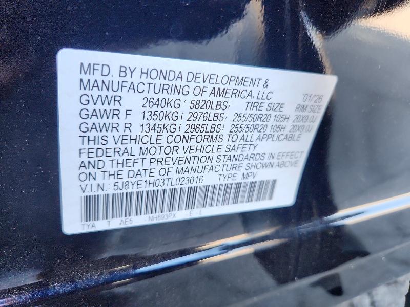 65197086 :رقم المزاد ، 5J8YE1H03TL023016 vin ، 2026 Acura Mdx مزاد بيع