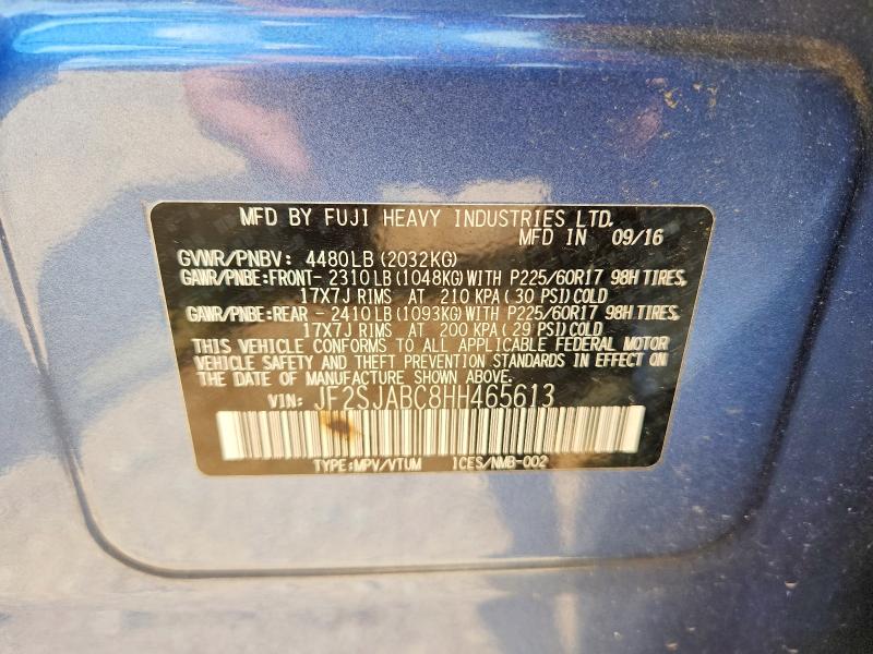 63728376 :رقم المزاد ، JF2SJABC8HH465613 vin ، 2017 Subaru Forester مزاد بيع