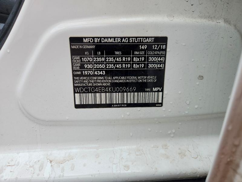 Продажа на аукционе авто 2019 Mercedes-benz Gla, vin: WDCTG4EB4KU009669, номер лота: 66981026