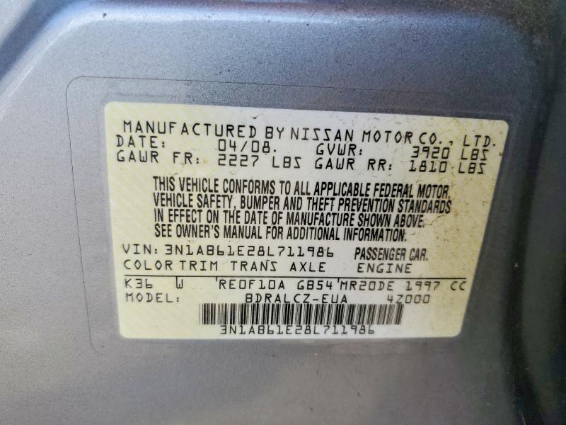 Продажа на аукционе авто 2008 Nissan Sentra, vin: 3N1AB61E28L711986, номер лота: 62827206