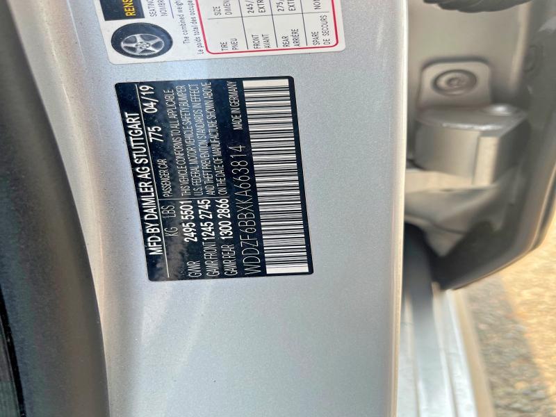 64963946 :رقم المزاد ، WDDZF6BBXKA663814 vin ، 2019 Mercedes-benz E مزاد بيع