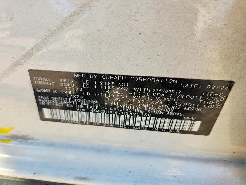 2024 Subaru Crosstrek მანქანა იყიდება აუქციონზე, vin: 4S4GUHU62R3825156, აუქციონის ნომერი: 65570176