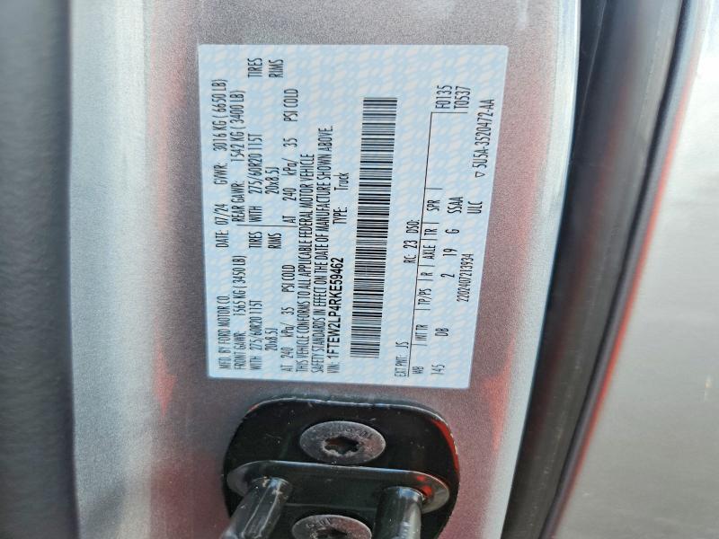 2024 Ford F150 მანქანა იყიდება აუქციონზე, vin: 1FTEW2LP4RKE59462, აუქციონის ნომერი: 66031256