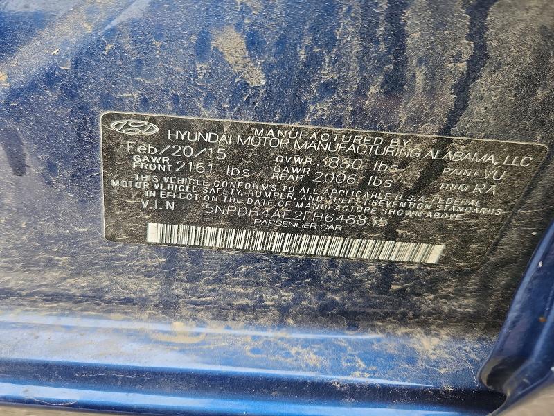 Продаж на аукціоні авто 2015 Hyundai Elantra, vin: 5NPDH4AE2FH648835, номер лоту: 64596106