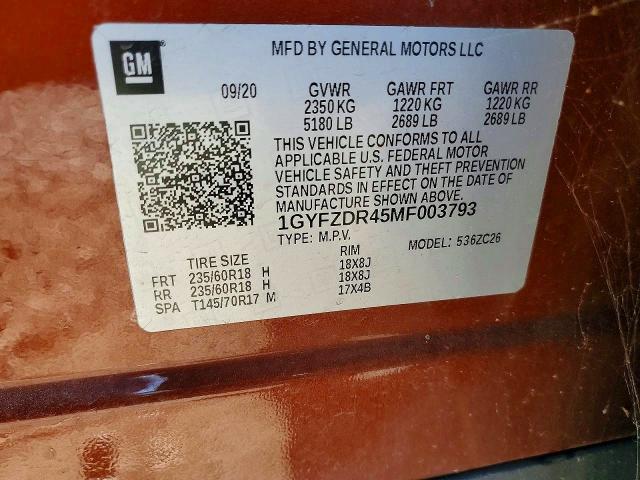 66424656 :رقم المزاد ، 1GYFZDR45MF003793 vin ، 2021 Cadillac Xt4 مزاد بيع