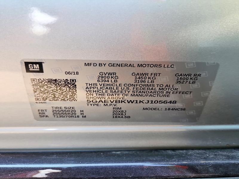 Aukcja sprzedaży 2019 Buick Enclave, vin: 5GAEVBKW1KJ105648, numer aukcji: 64930446