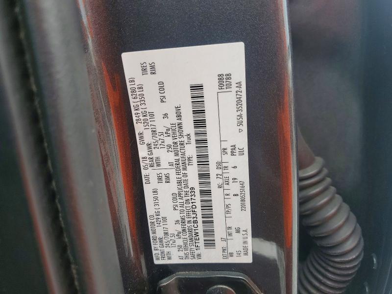 Продажа на аукционе авто 2018 Ford F150, vin: 1FTEW1CB3JFD17339, номер лота: 63529966
