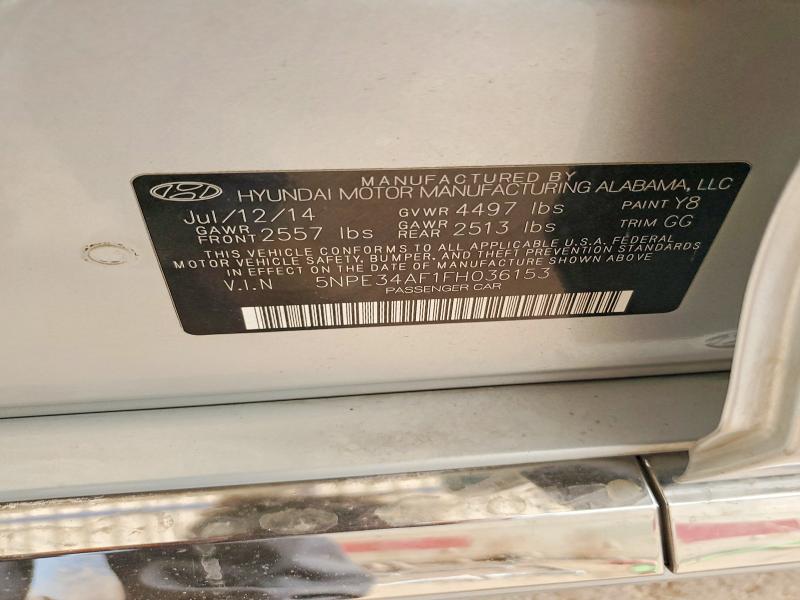 63221206 :رقم المزاد ، 5NPE34AF1FH036153 vin ، 2015 Hyundai Sonata مزاد بيع
