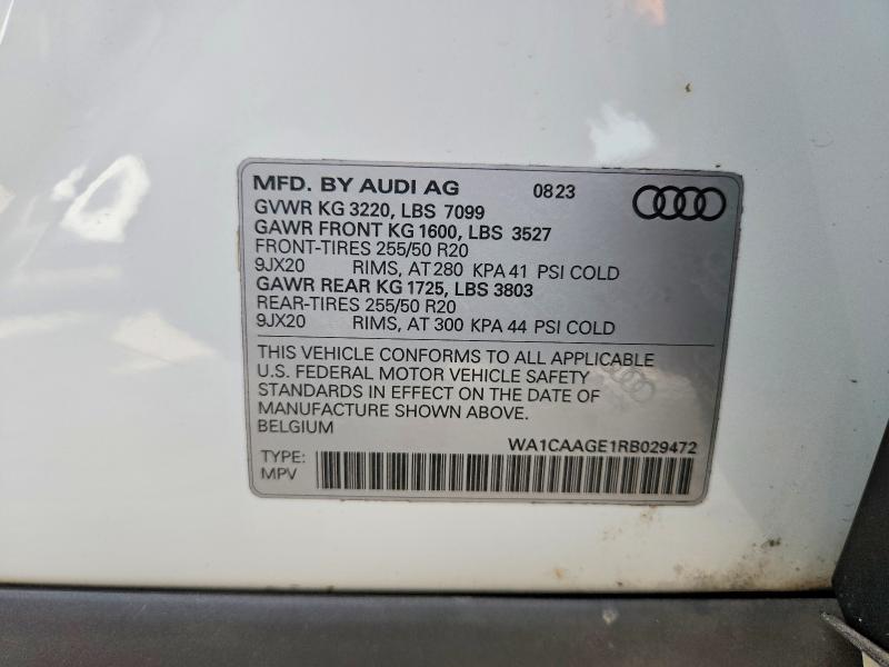 Aukcja sprzedaży 2024 Audi Q8 E-tron, vin: WA1CAAGE1RB029472, numer aukcji: 65087756
