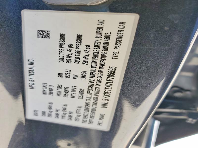 Продаж на аукціоні авто 2020 Tesla Model 3, vin: 5YJ3E1EA7LF785595, номер лоту: 67025696