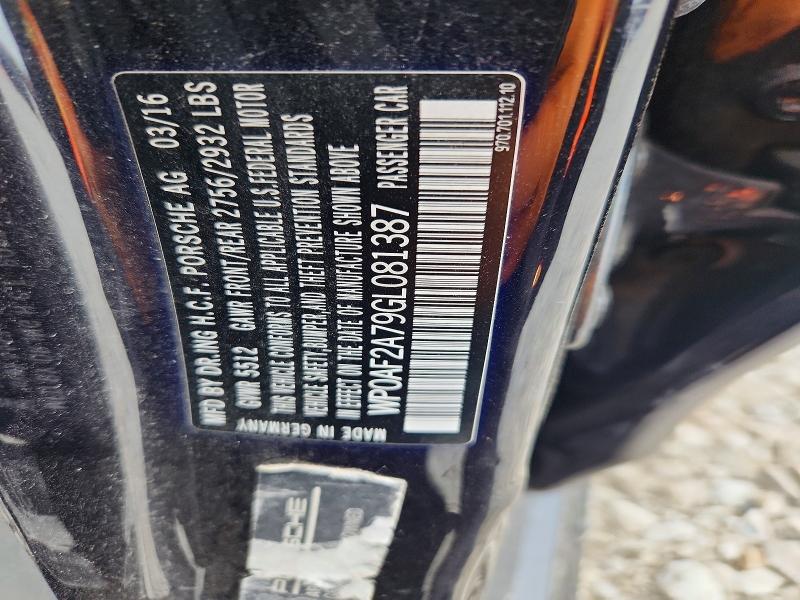 64805396 :رقم المزاد ، WP0AF2A79GL081387 vin ، 2016 Porsche Panamera مزاد بيع
