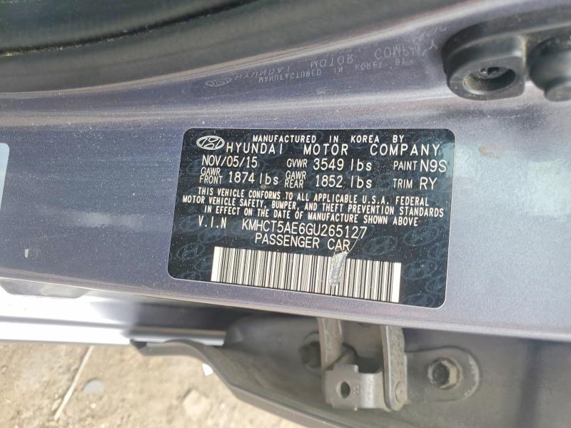 65724296 :رقم المزاد ، KMHCT5AE6GU265127 vin ، 2016 Hyundai Accent مزاد بيع