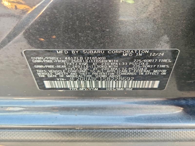 Продаж на аукціоні авто 2025 Subaru Crosstrek, vin: JF2GUABC1S8228692, номер лоту: 62884096