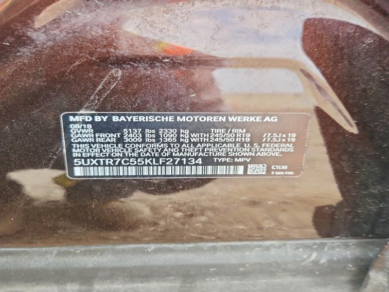 2019 Bmw X3 მანქანა იყიდება აუქციონზე, vin: 5UXTR7C55KLF27134, აუქციონის ნომერი: 66147096